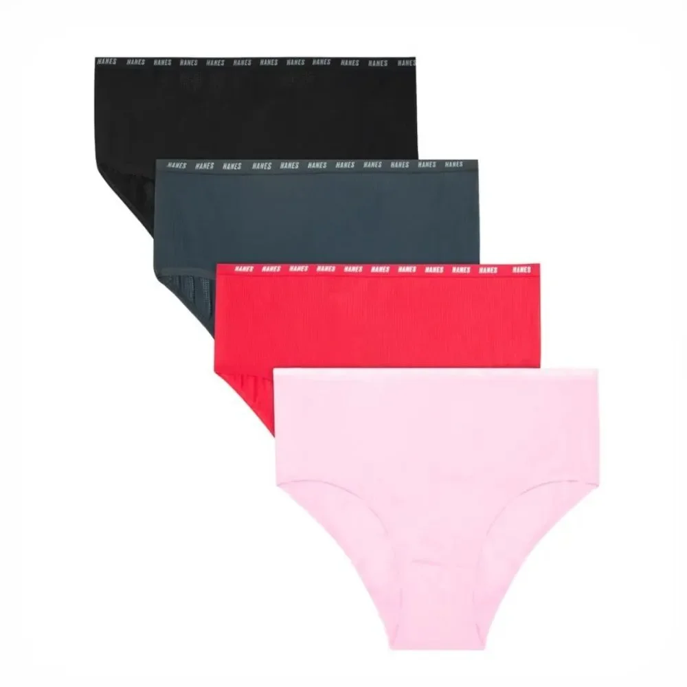Hanes Moves Girls' Breathable Stretch Brief Underwear, size 10, multicolor 4-Pk